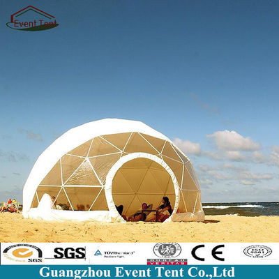 China Tienda clara de la bóveda geodésica del refugio de la playa del tejado con el tejido de poliester revestido del PVC proveedor
